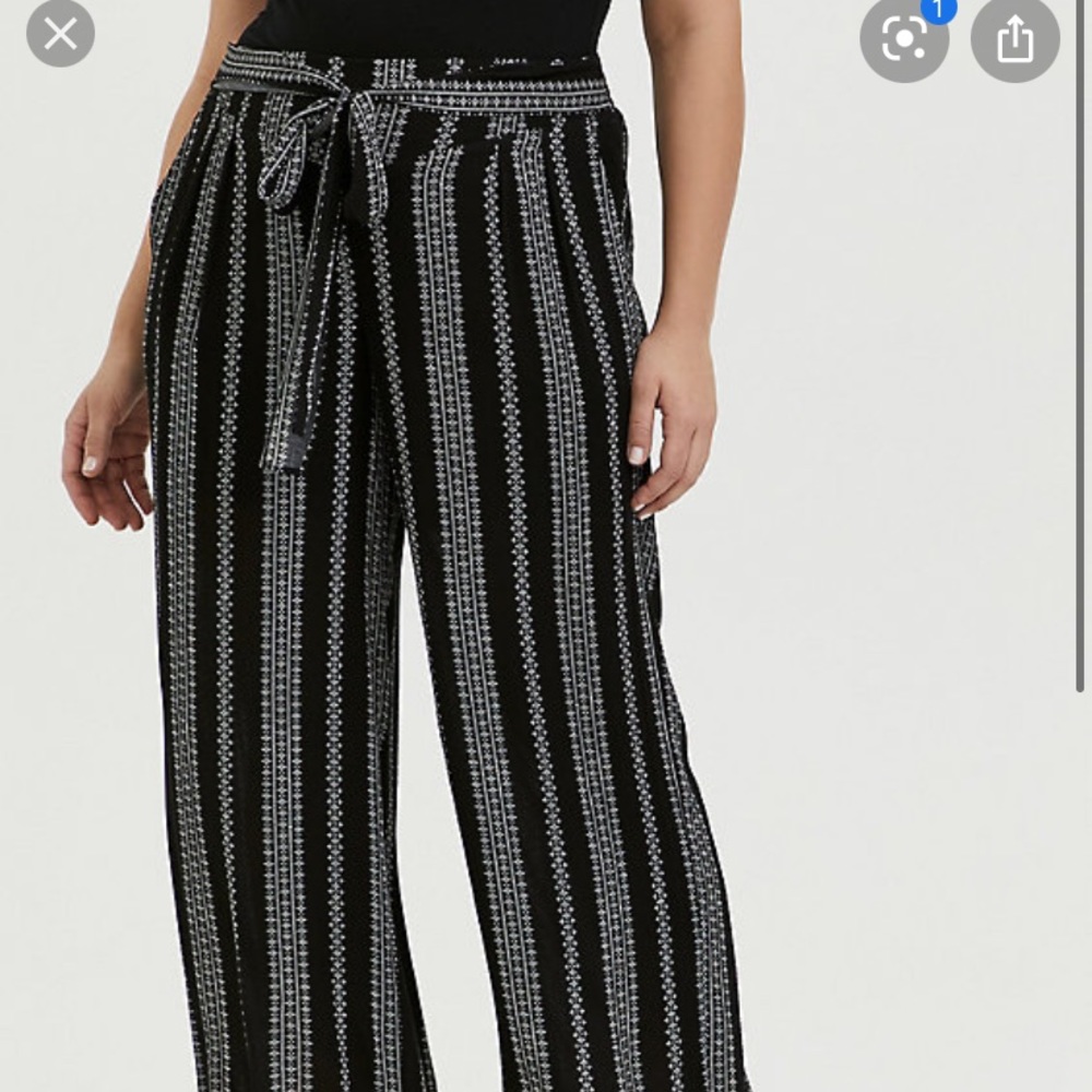 Torrid gauze self tie diamond print wide leg pant